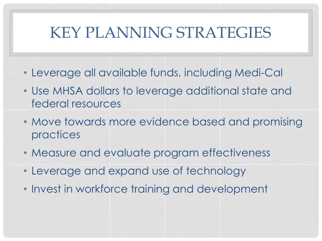 key planning strategies