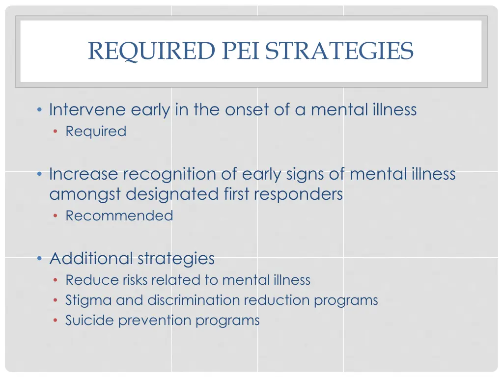 required pei strategies
