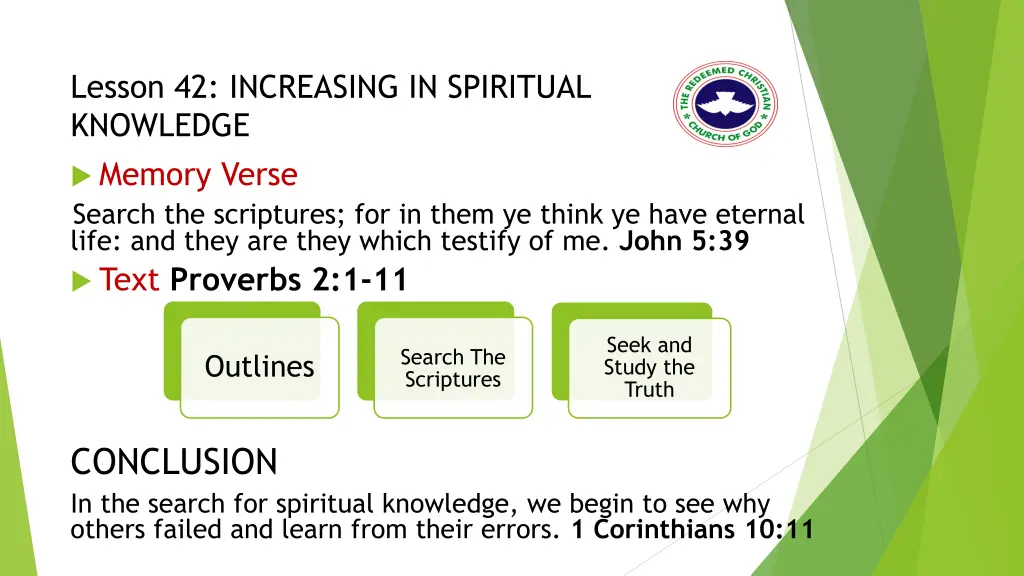 lesson 42 increasing in spiritual knowledge