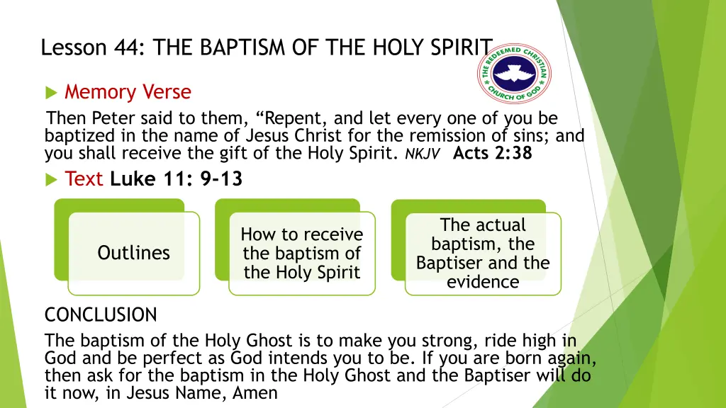 lesson 44 the baptism of the holy spirit