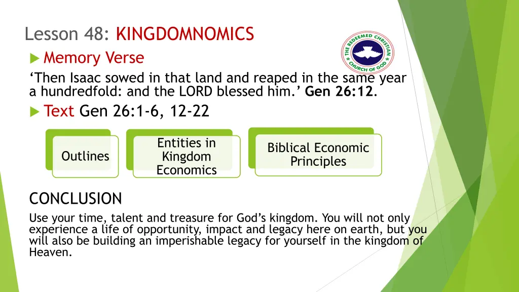 lesson 48 kingdomnomics memory verse then isaac