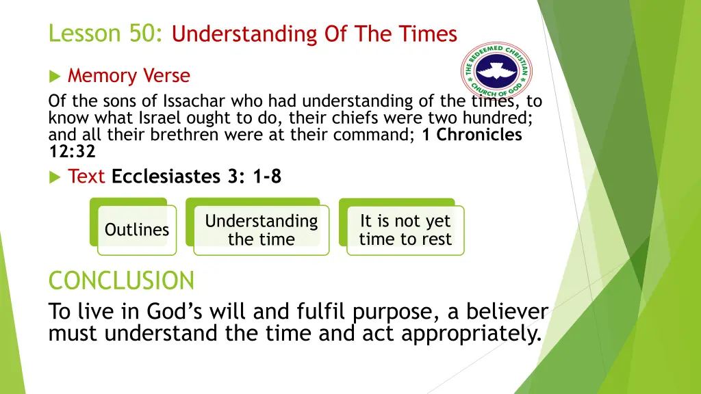 lesson 50 understanding of the times