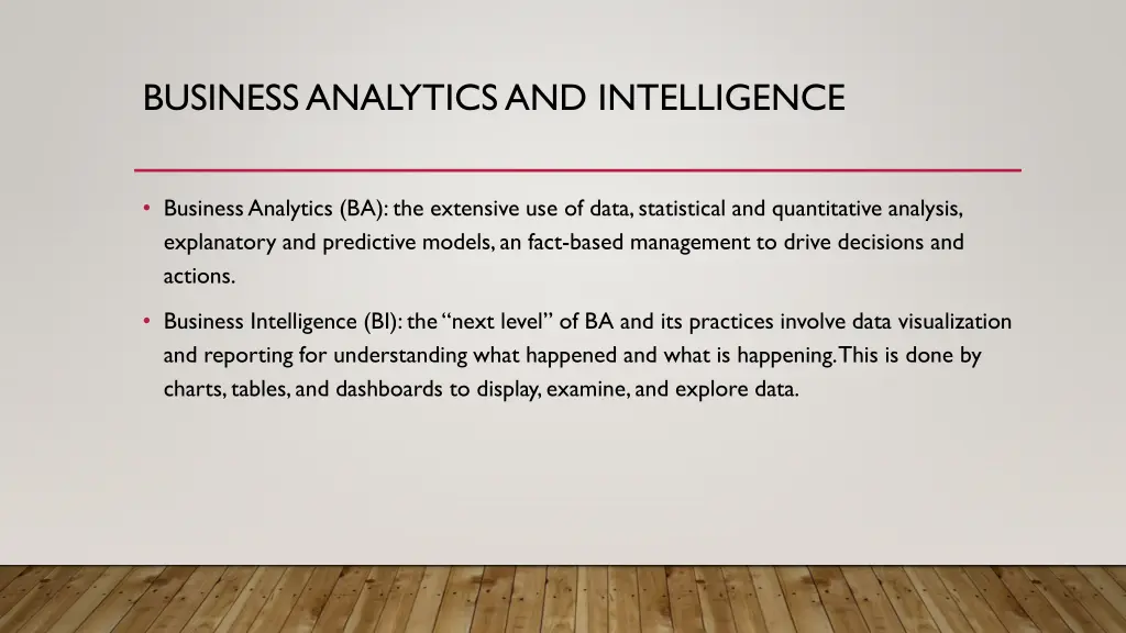 business analytics and intelligence