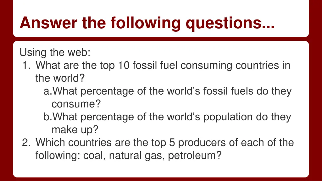 answer the following questions