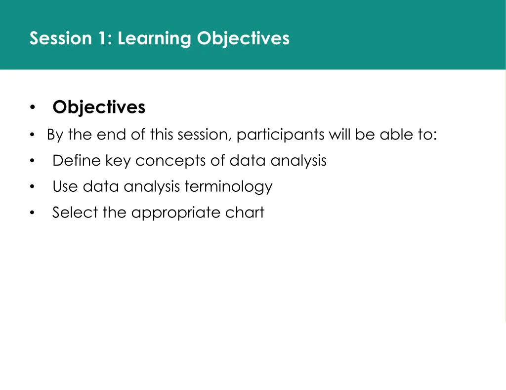 session 1 learning objectives