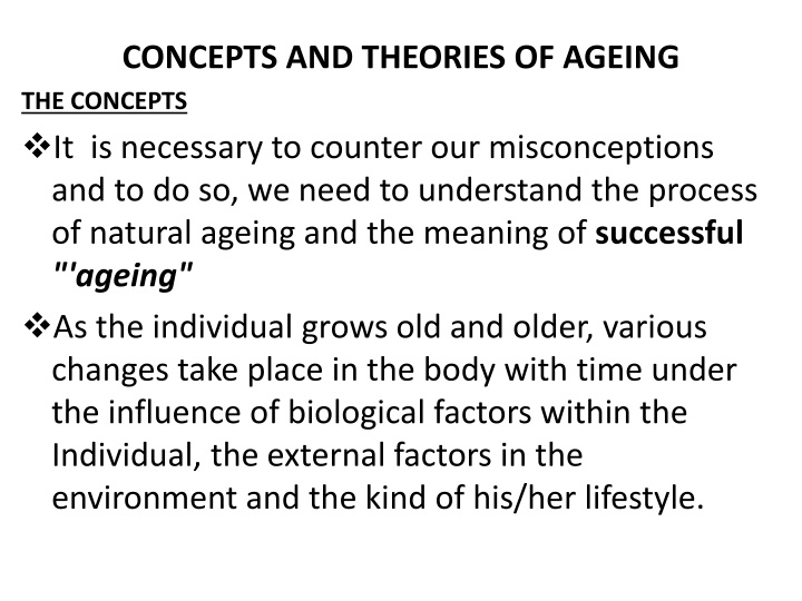 concepts and theories of ageing the concepts