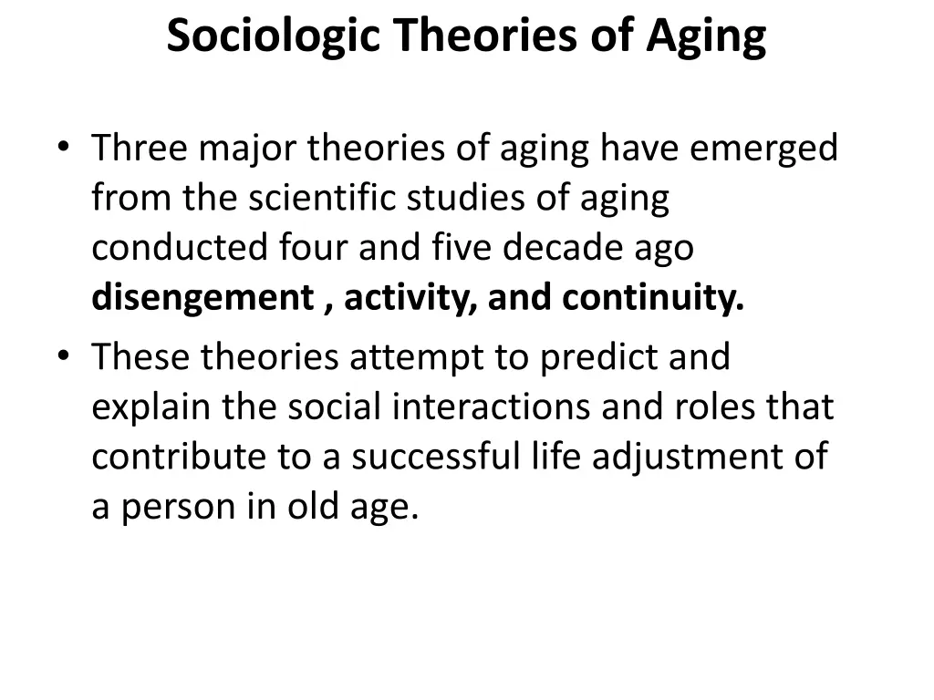 sociologic theories of aging