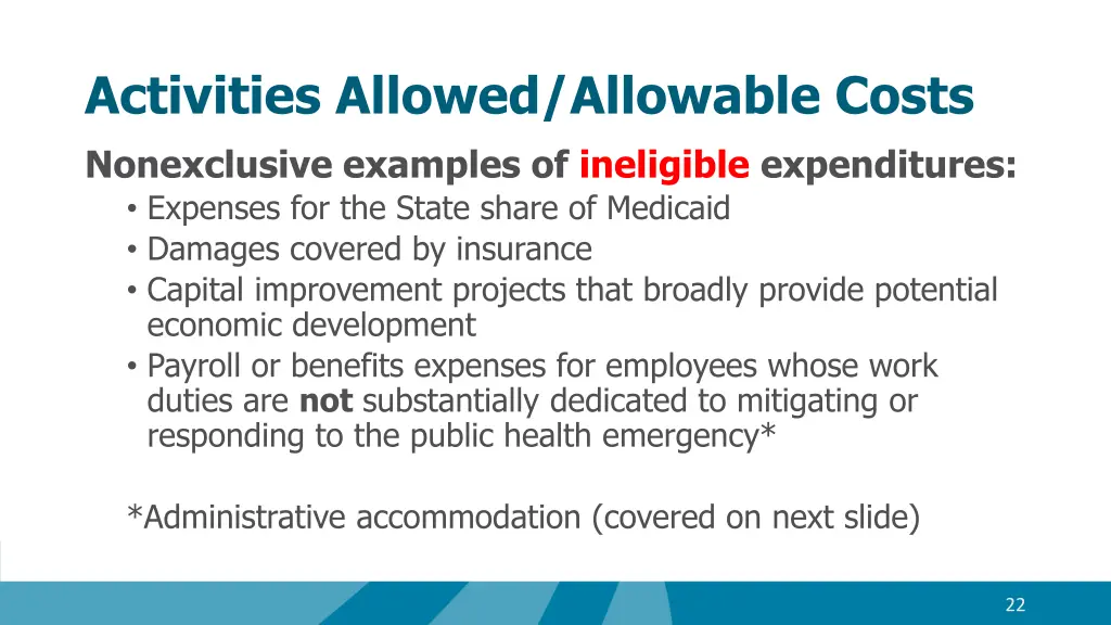 activities allowed allowable costs nonexclusive 1