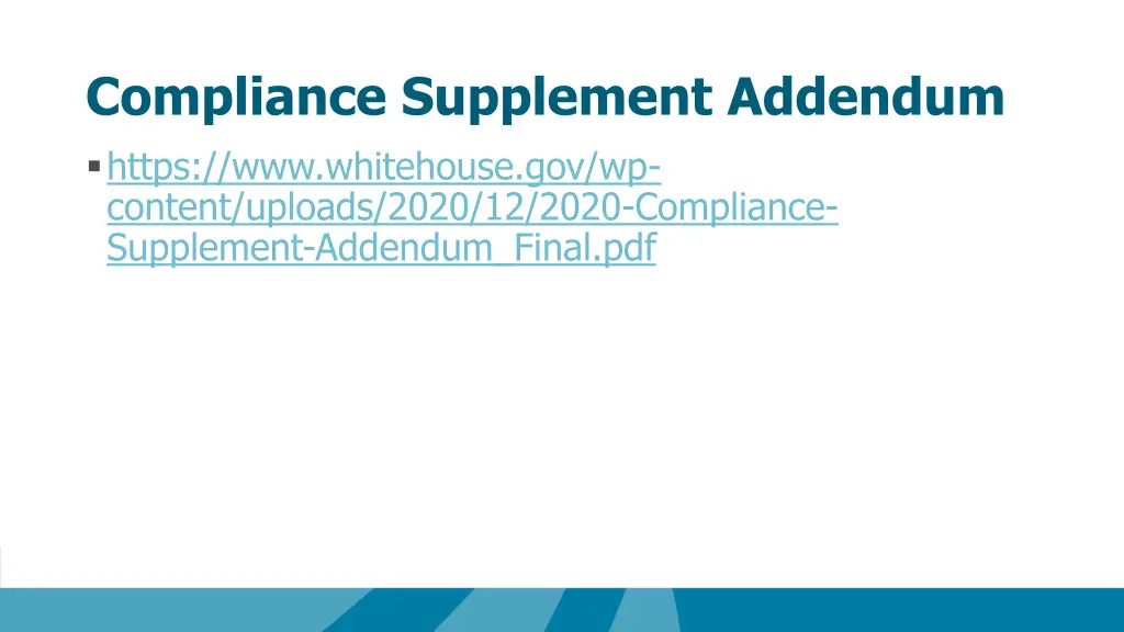 compliance supplement addendum https