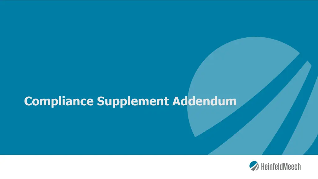 compliance supplement addendum