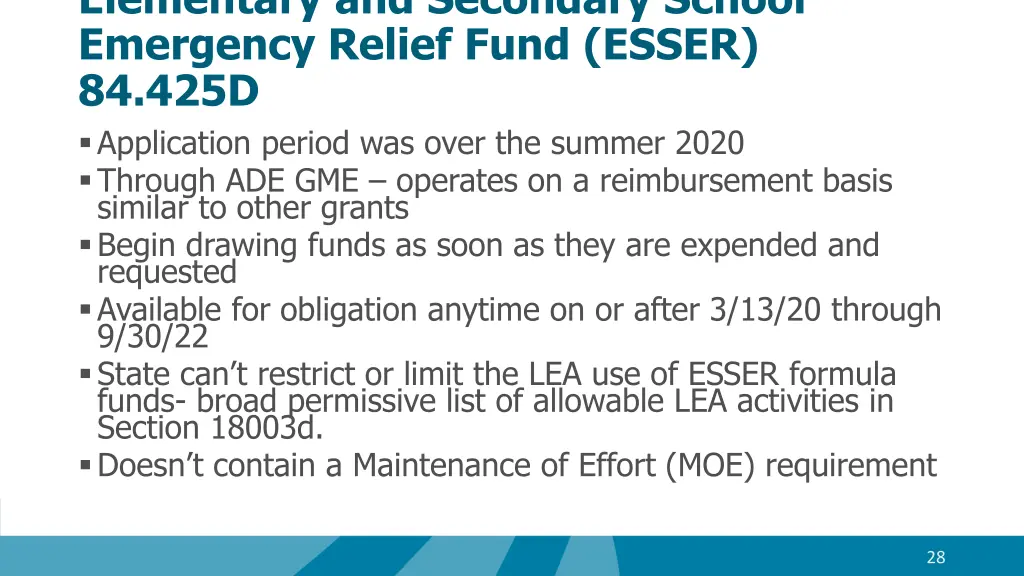 elementary and secondary school emergency relief