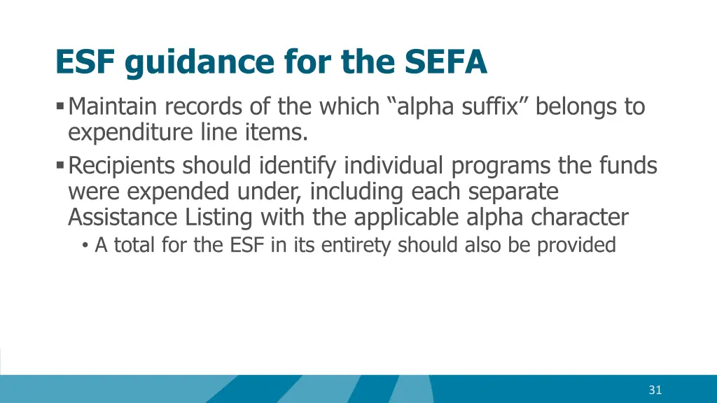 esf guidance for the sefa maintain records