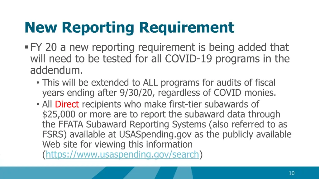new reporting requirement fy 20 a new reporting