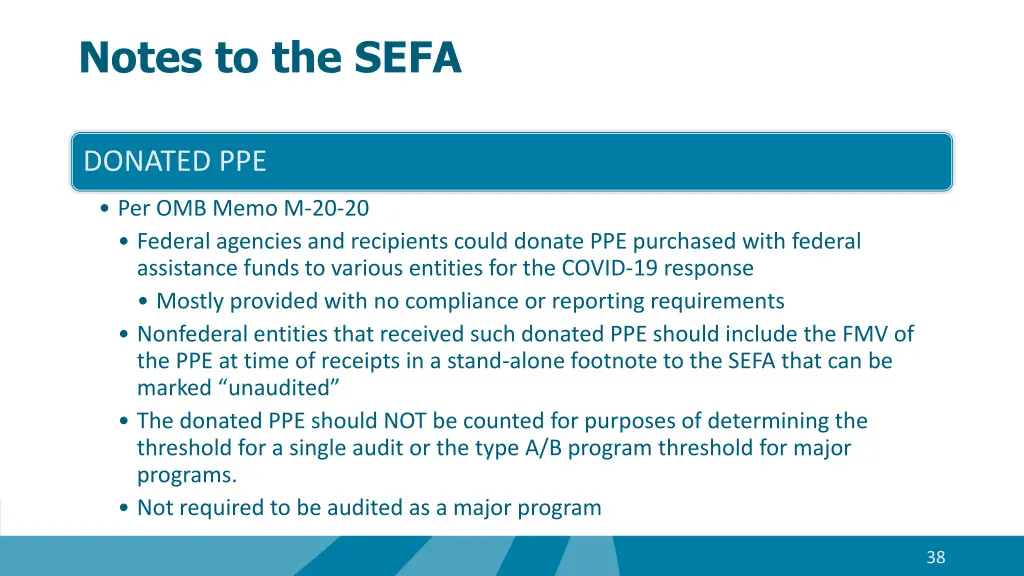 notes to the sefa