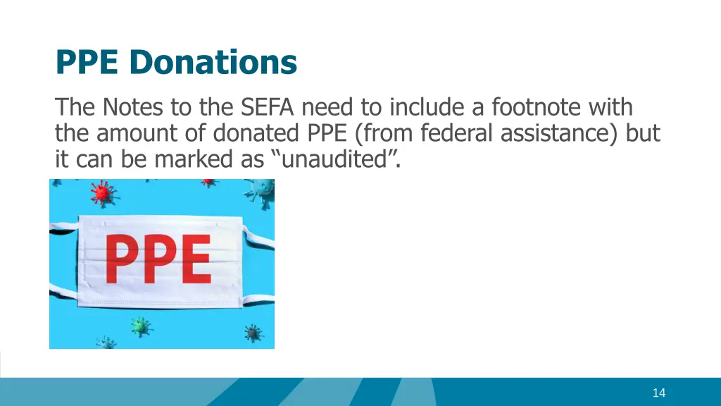 ppe donations the notes to the sefa need