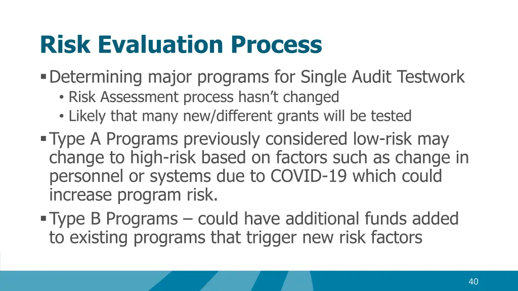risk evaluation process determining major