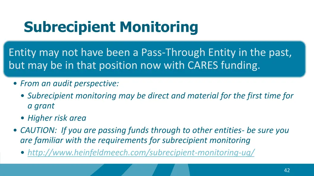subrecipient monitoring