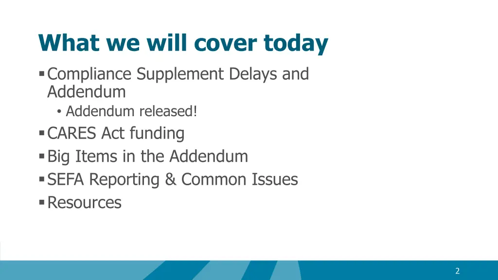 what we will cover today compliance supplement