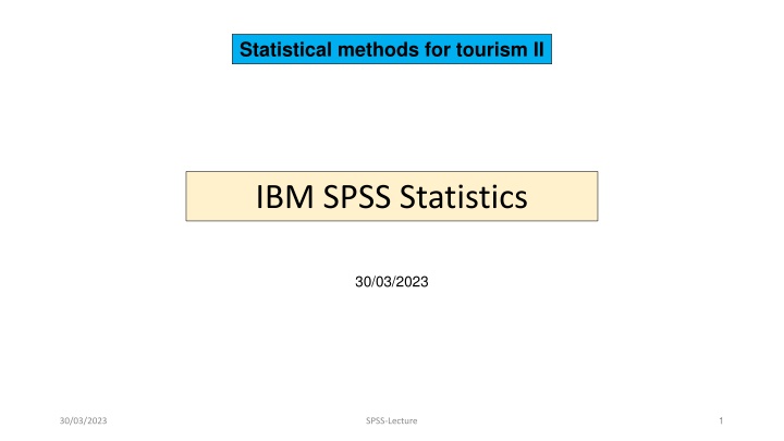 statistical methods for tourism ii