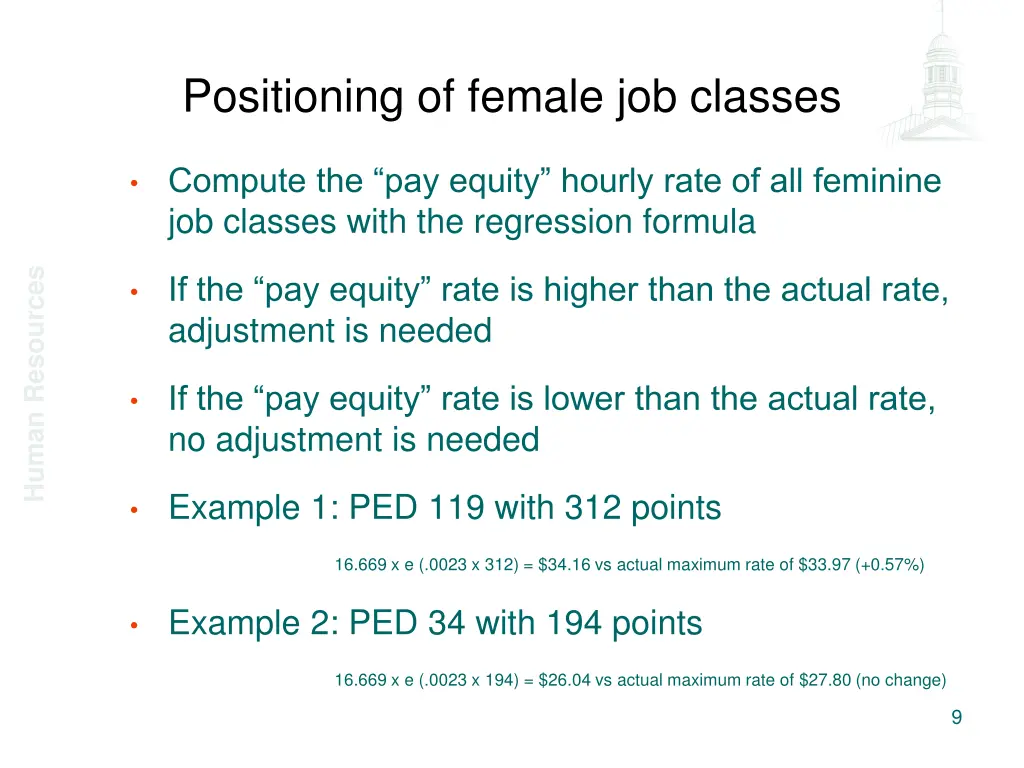 positioning of female job classes