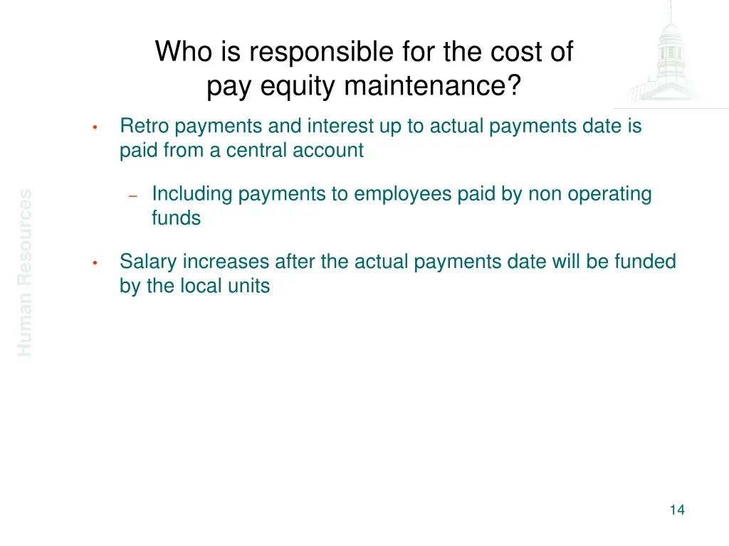 who is responsible for the cost of pay equity