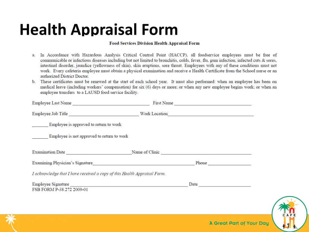 health appraisal form
