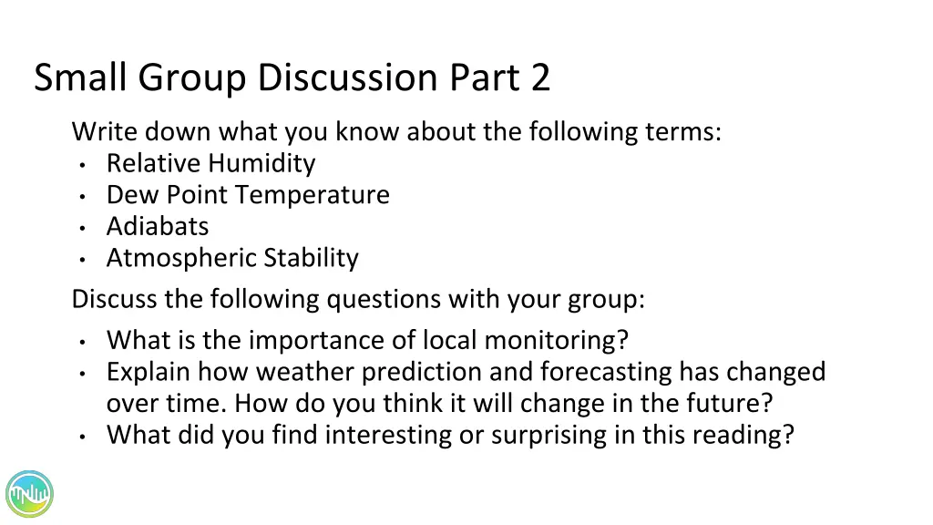 small group discussion part 2