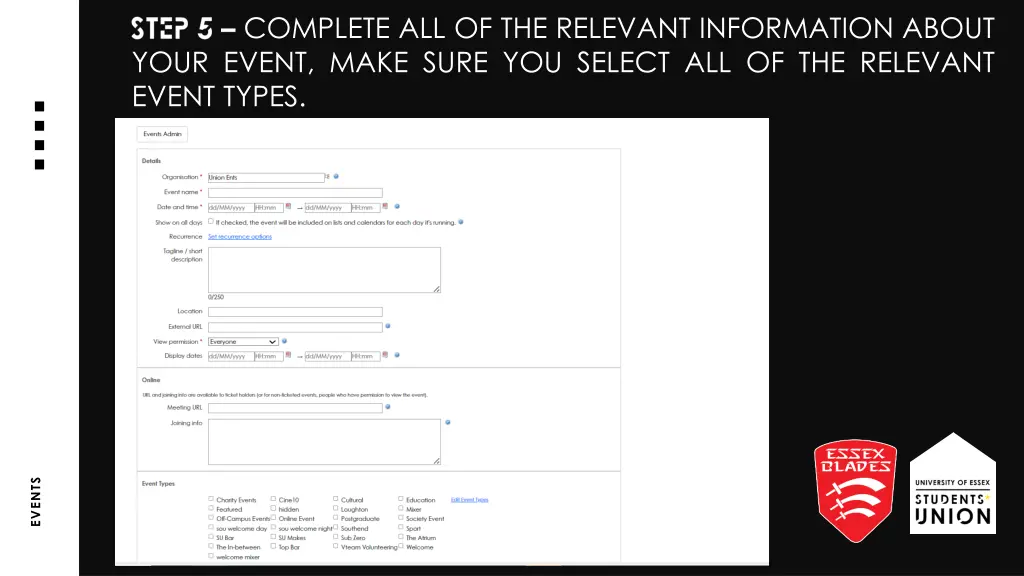 complete all of the relevant information about