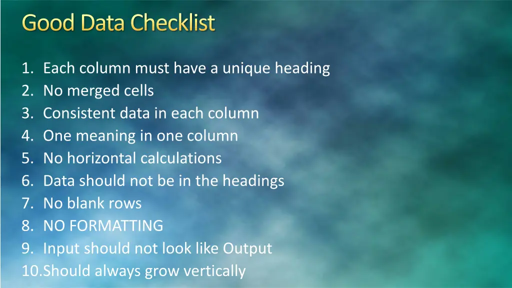 good data checklist