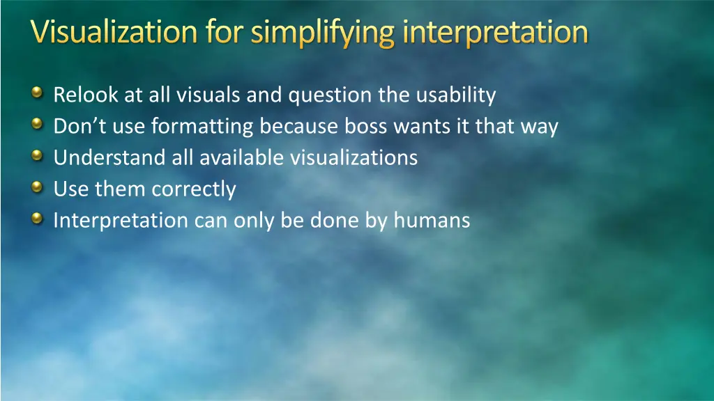 visualization for simplifying interpretation