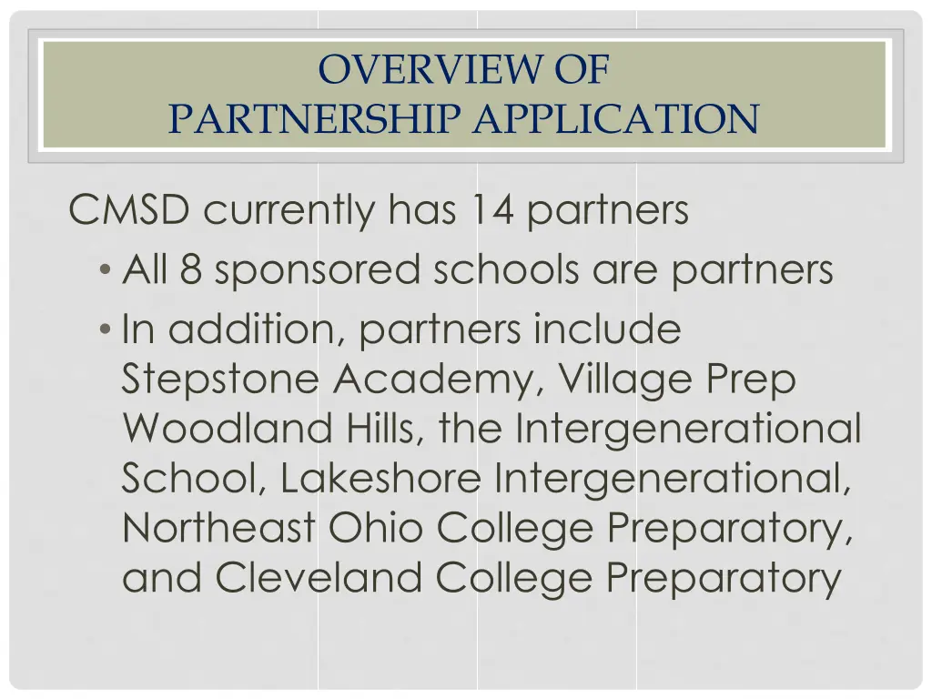 overview of partnership application 1