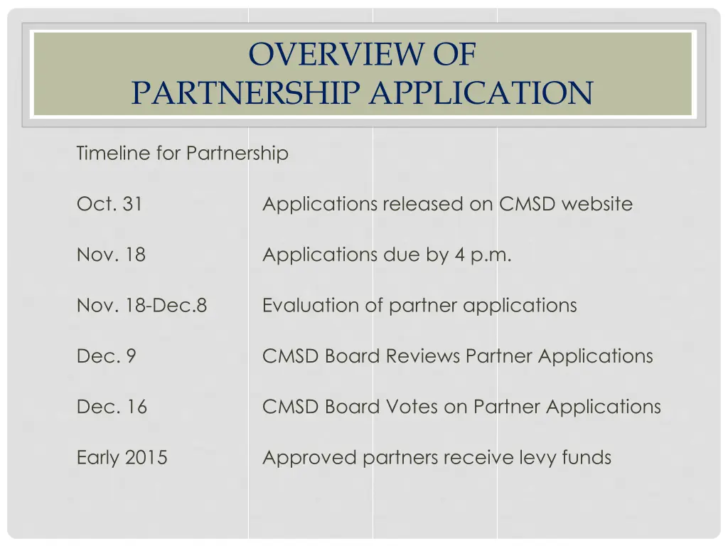 overview of partnership application 3