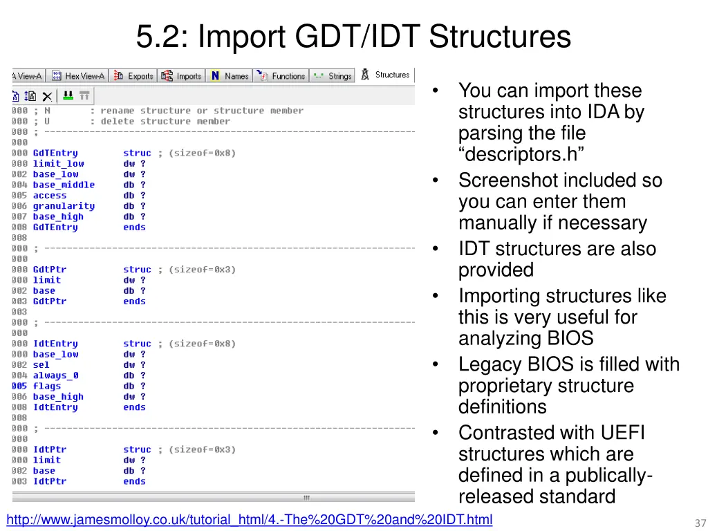 5 2 import gdt idt structures