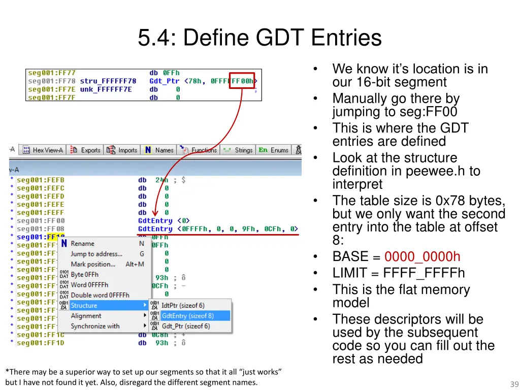 5 4 define gdt entries
