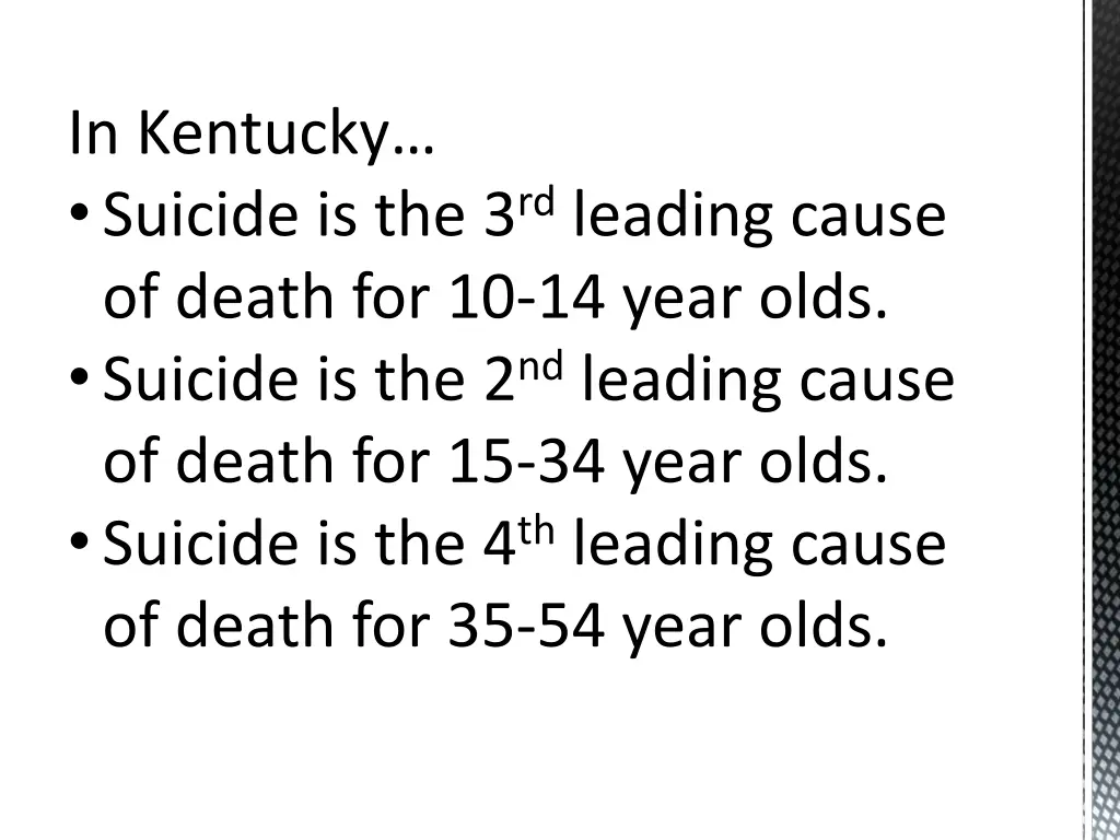in kentucky suicide is the 3 rd leading cause