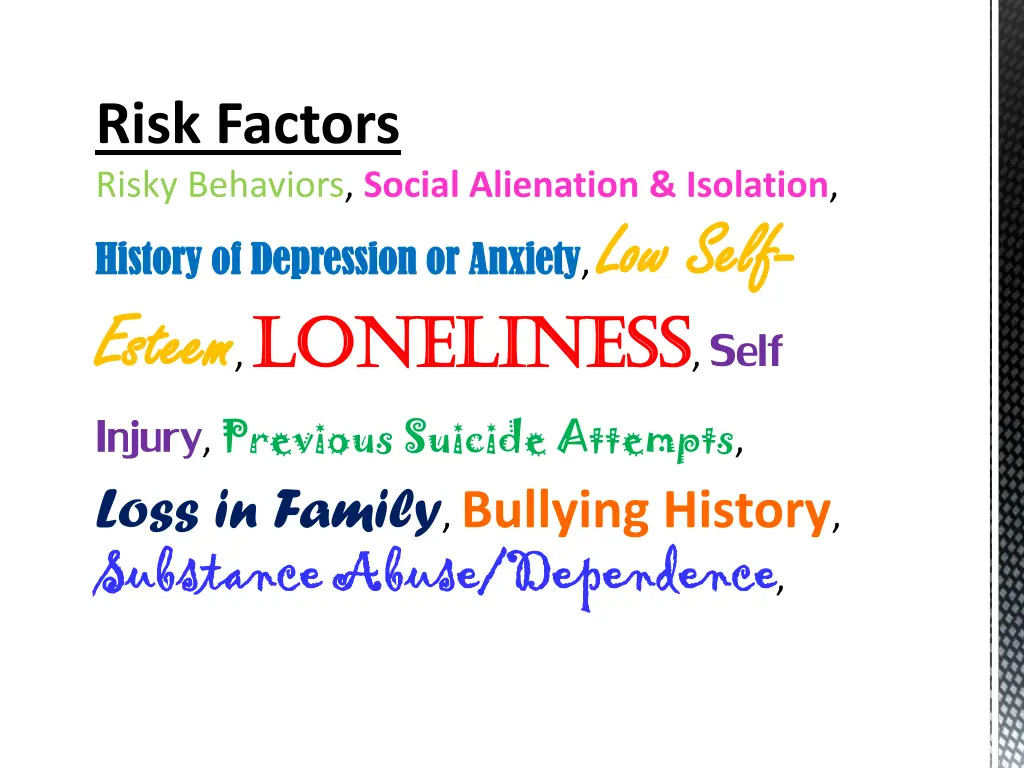risk factors risky behaviors social alienation