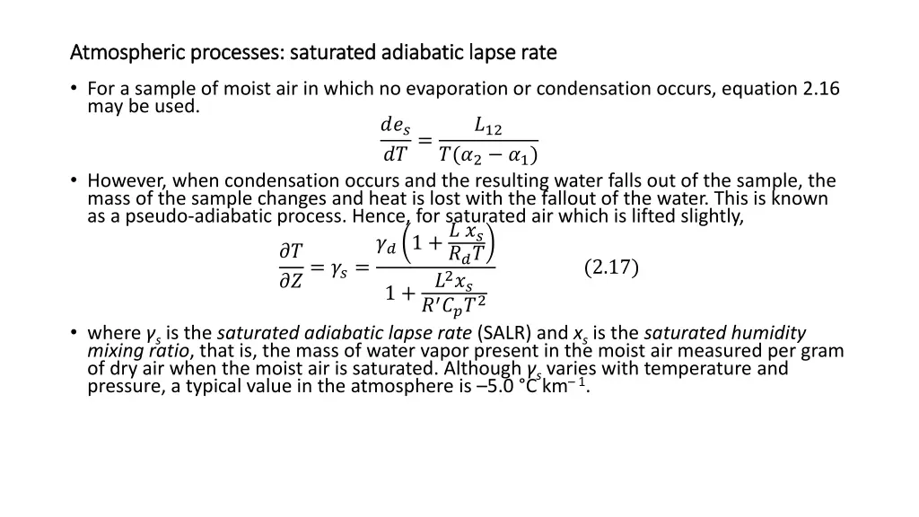 atmospheric processes saturated adiabatic lapse