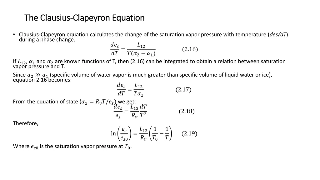 the the clausius clausius clapeyron