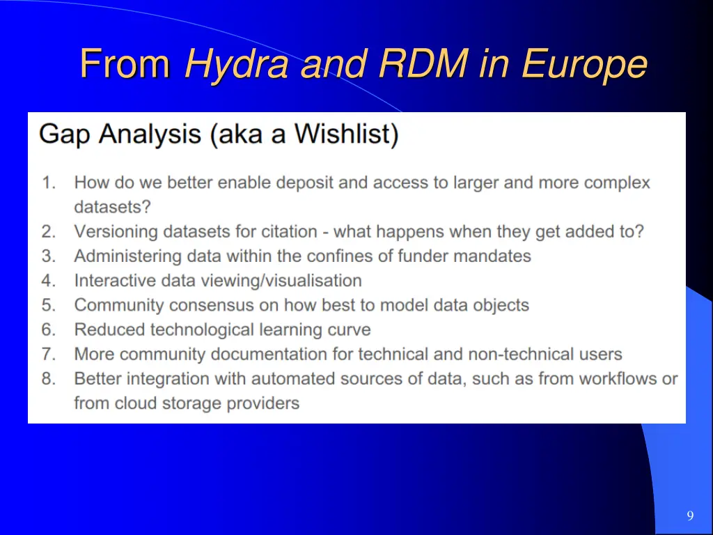 from hydra and rdm in europe