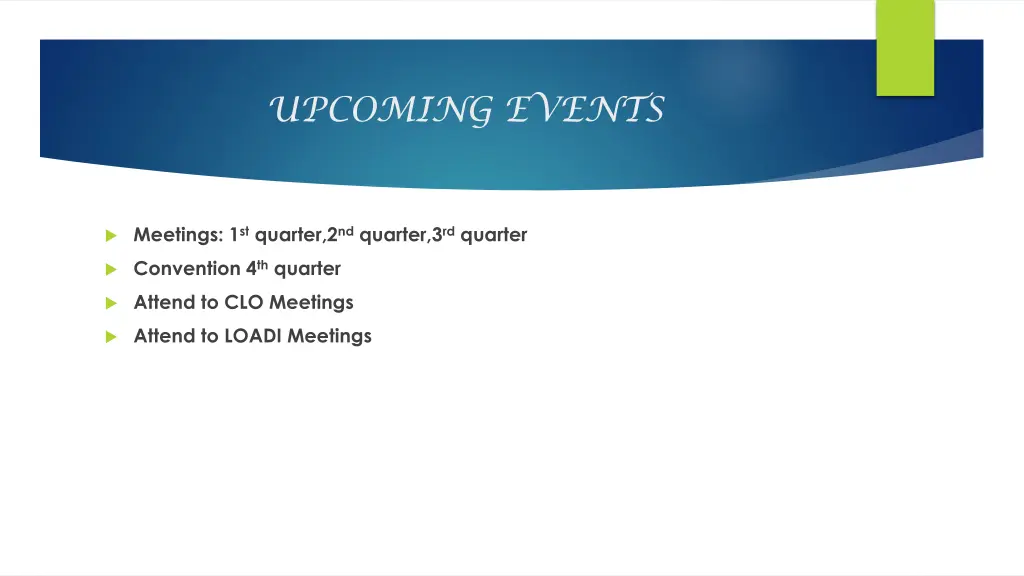 upcoming events