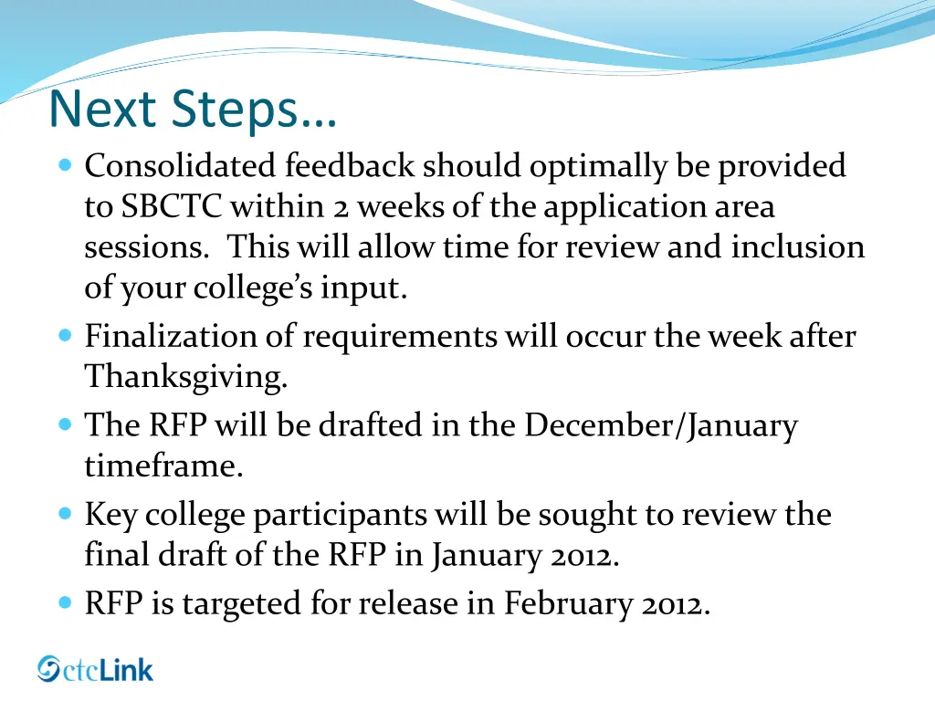next steps consolidated feedback should optimally