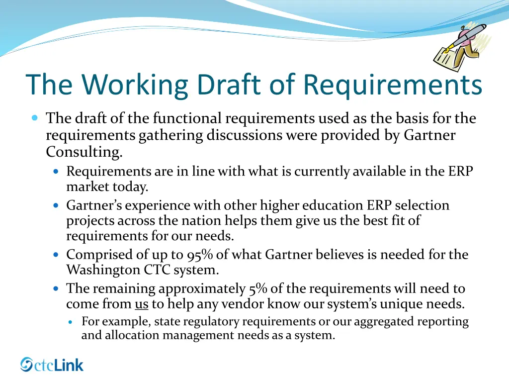 the working draft of requirements