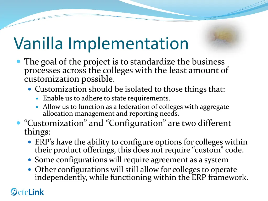 vanilla implementation the goal of the project