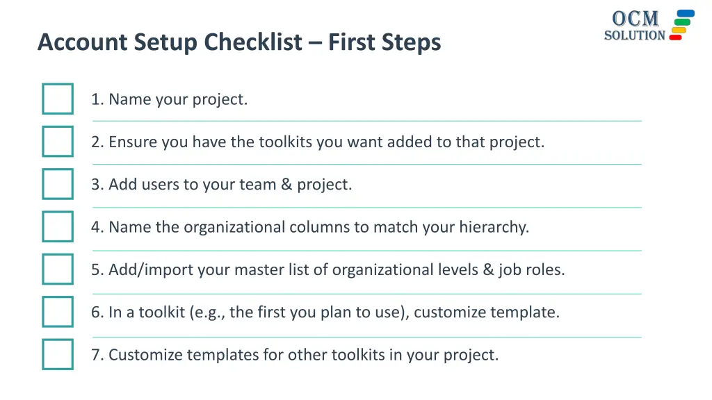 account setup checklist first steps