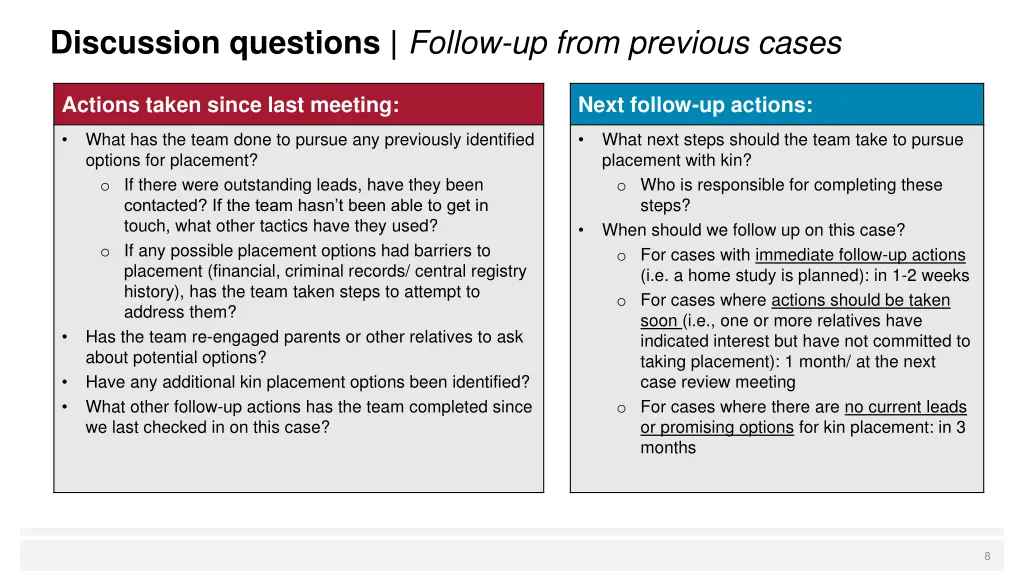discussion questions follow up from previous cases