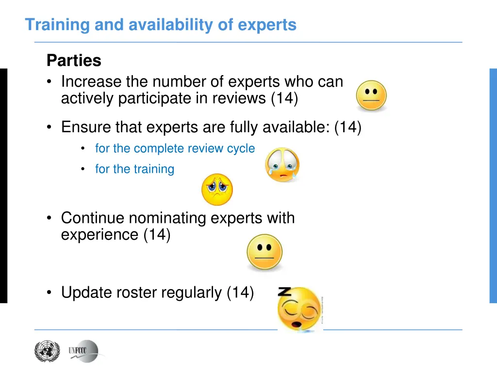 training and availability of experts 1