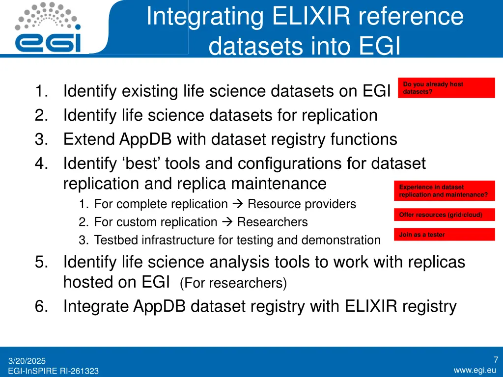 integrating elixir reference datasets into egi