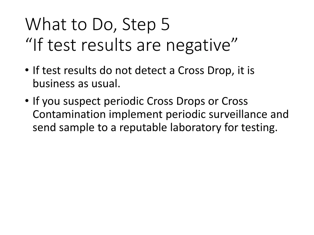 what to do step 5 if test results are negative
