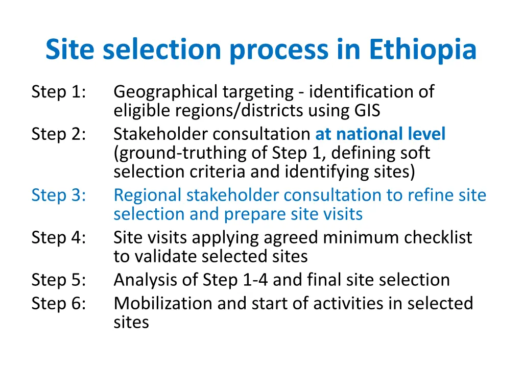 site selection process in ethiopia