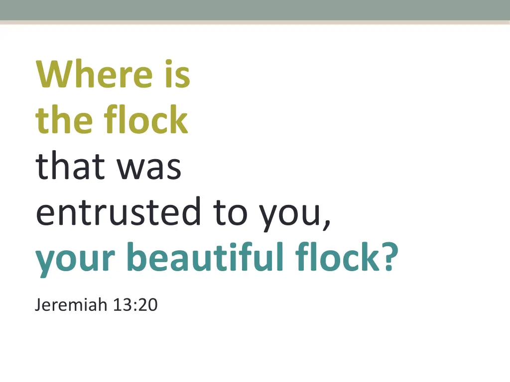 where is the flock that was entrusted to you your